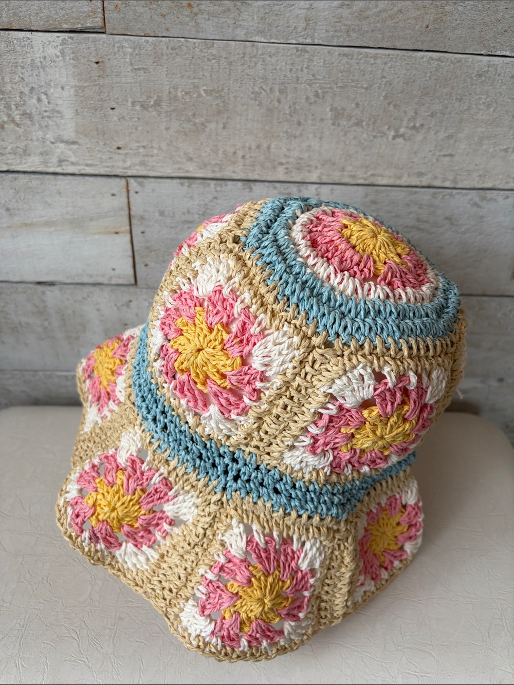 UO Floppy crochet granny squares bucket hat